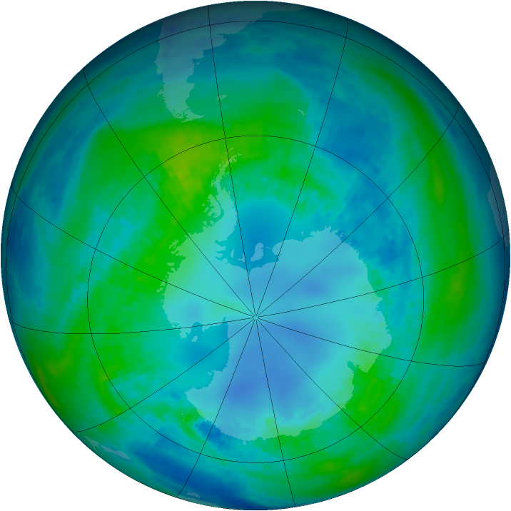 Antarctic ozone map for 25 April 2003